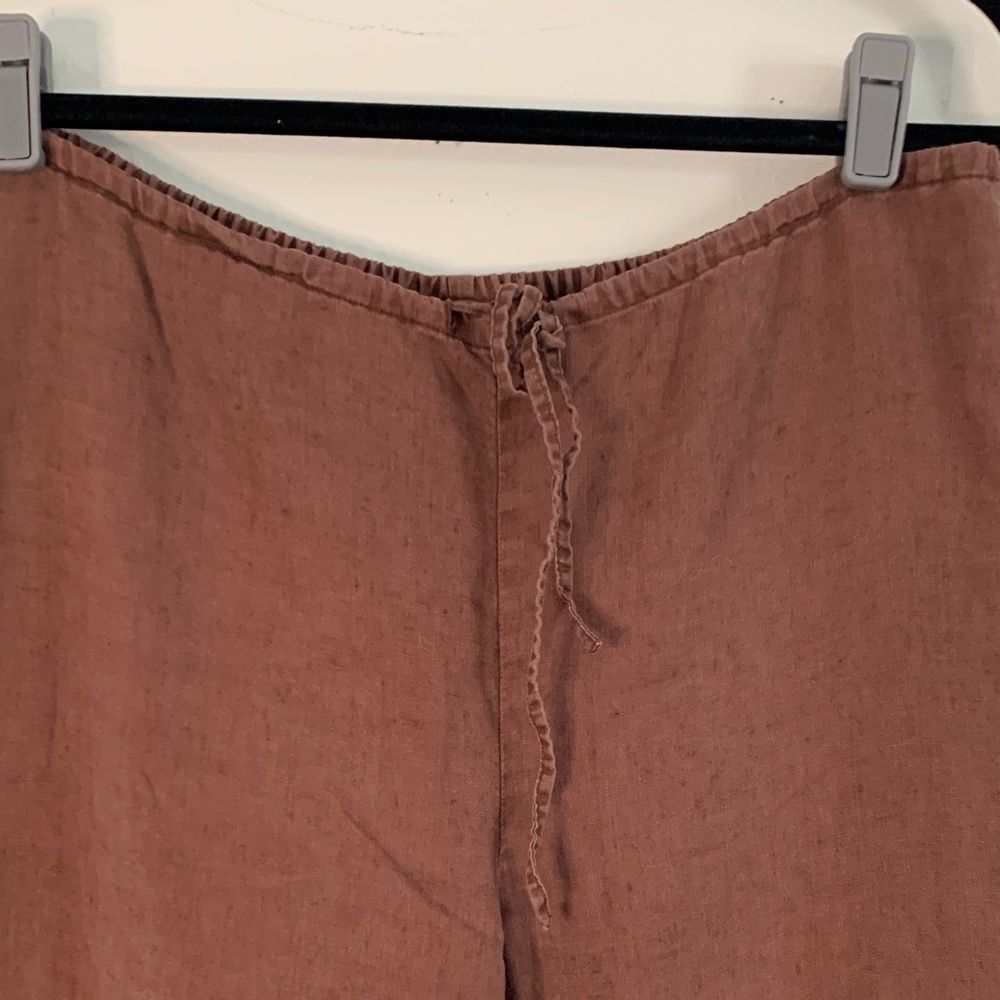 The Limited 100% linen brown drawstring wide leg pants lightweight size large - Picture 2 of 8